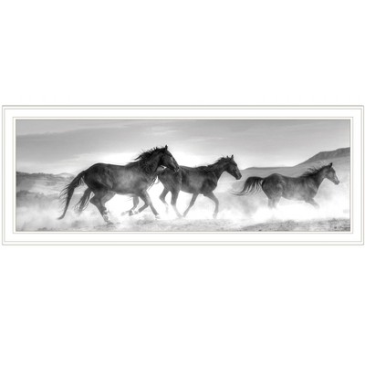 HomeRoots Horses Rolling By White Framed Print Wall Art