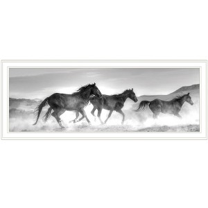 HomeRoots Horses Rolling By White Framed Print Wall Art - 1 of 4