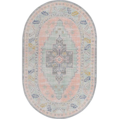 Whitney Pink and Ivory Oval Medallion Rug