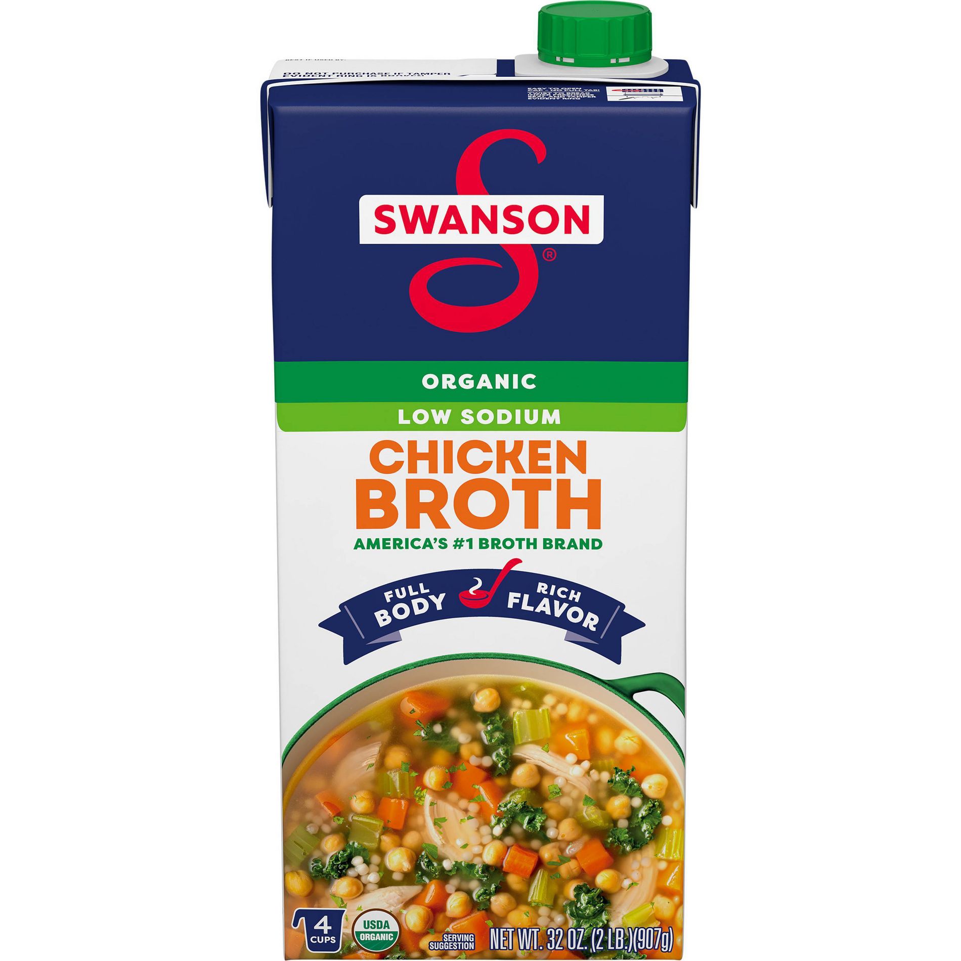 Swanson 100% Natural Gluten Free Organic Low Sodium Free Range Chicken Broth - 32 fl oz