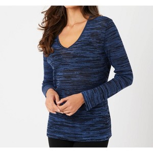 Women's Long Sleeve V-Neck Top - french kyss - 1 of 4