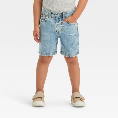 Image of Toddler Boys' Button-Front Denim At Knee Shorts - Cat & Jack™ Light Wash 12M