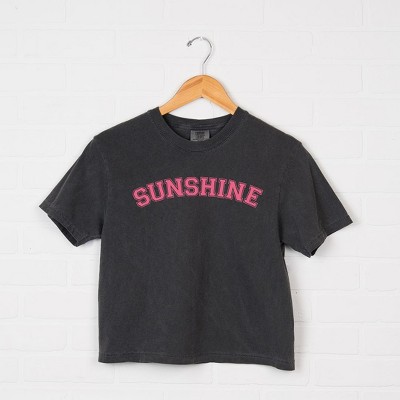Simply Sage Market Women's Sunshine Block Short Sleeve Relaxed Fit Cropped Tee