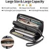 BEAFUP Carved Double Zip Wallet for Women,with 4 Full-length Cash Compartments RFID Blocking PU Leather Wristlet Purse Large Capacity Credit - 4 of 4