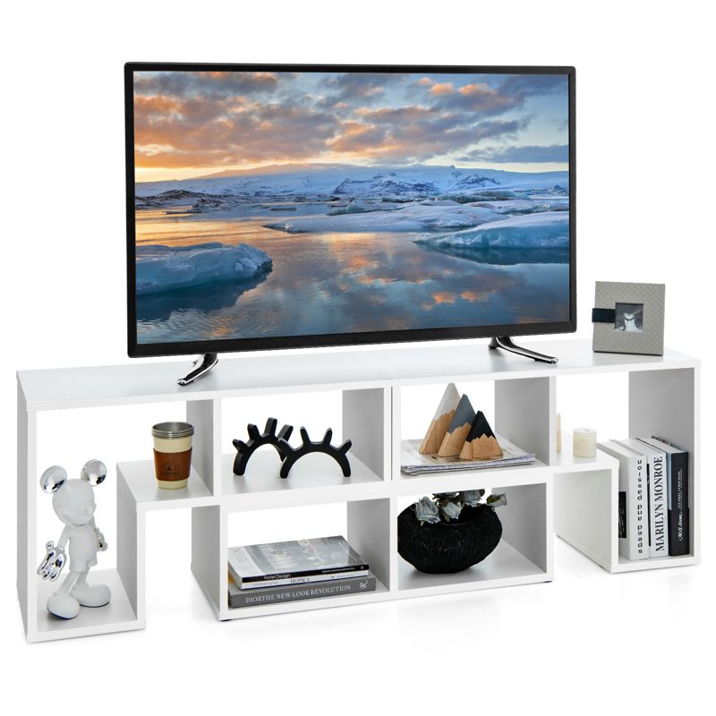 Tangkula 3 PCS Adjustable TV Stand Minimalist Entertainment Center for 43 55 60 65 Inch TV Media Console Table White, 1 of 11