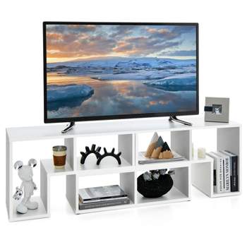 Tangkula 3 PCS Adjustable TV Stand Minimalist Entertainment Center for 43 55 60 65 Inch TV Media Console Table White