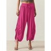 Women's Slimming Drawstring Tie - Waist Casual Loose 3/4 Pants, Comfy Elastic Waist Cropped Harem Pants for Daily Wear - 2 of 4