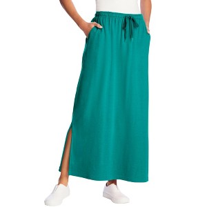 Woman Within Plus Size Sport Knit Side-Slit Skirt - 1 of 4