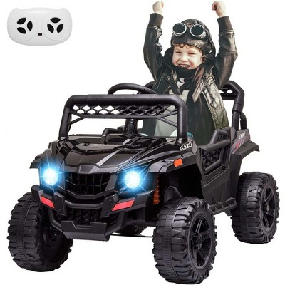 12V Kids Electric Dump Truck with Sun Shade, Remote Control, LED Lights, 3 Speeds, Ride-On Car for Toddlers
