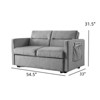 FONTOI Loveseats Sofa Bed with Pull-out Bed, Convertible Sleeper Couch with Adjsutable Back and Arm Pockets for Living Room, Gray, 54.5"*31.5"*33" - 3 of 4