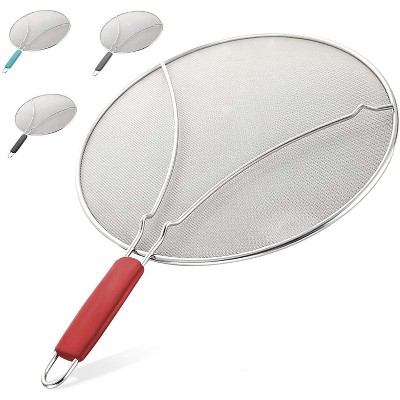 Splatter Screen With Handle for Frying Pan 8,2 & 10 Grease Guard Cover for Cooking Set of 2 