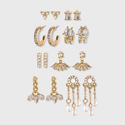 Multi Gold Hoops And Cubic Zirconia Stud Earring Set 8pc - A New Day™ :  Target