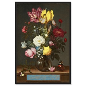 Art Remedy Ambrosius Bosschaert the Elder - Bouquet of Flower in a glass vase Classical vintage floral vase wall art Framed - 1 of 4