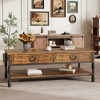 GustoWave 41" Mid Century Modern Coffee Table with 2 Drawers & Storage Shelf for Living Room, Office, Parlor, Reading Room, Rustic Brown - 4 of 4