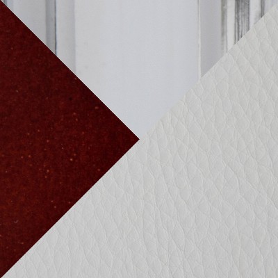 Cherry Wood and White Faux Leather Swivel Bar Stools, Set of 2