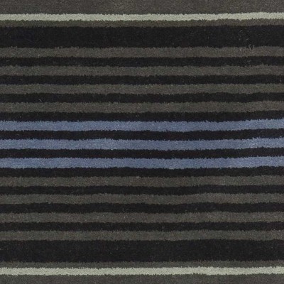 Wrought Iron and Blue Striped Wool 9' x 12' Rug