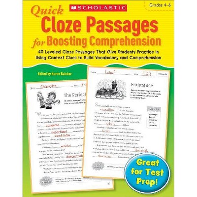 Quick Cloze Passages for Boosting Comprehension: Grades 4-6 - by  Scholastic (Paperback)