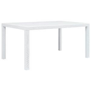 vidaXL Patio Table White 59"x35.4"x28.3" Plastic Rattan Look - 1 of 4