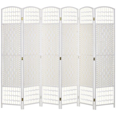 NicBex Room Divider Folding Woven Privacy Screen with Wood Legs Partition for Home & Office