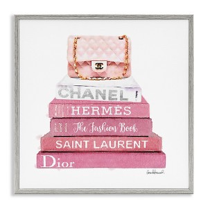 Stupell Industries Pink Book Stack Fashion Handbag, 24" x 24" - 1 of 4