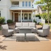 Belord Patio Furniture Set with 41" Fire Pit Table, 6-Piece All Weather Wicker Outdoor Furniture with High Back Swivel Patio Chairs Outdoor Couch - 3 of 4