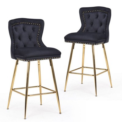 FURNIinspire Dining Chair, Set of 2, Wing Back Bar Chairs for Kitchen Island Dining Room Pub, Black, 17.7"*17.5"*26"