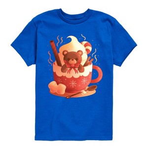 Boys' - Instant Message - Christmas Bear Cocoa Mug Short Sleeve Graphic T-Shirt - 1 of 4
