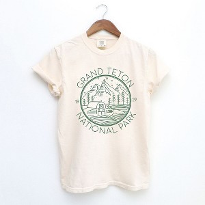 Simply Sage Market Women's Grand Teton National Park Short Sleeve Garment Dyed Tee - 1 of 4