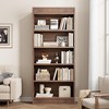 71" Farmhouse Bookcase with Double Fluted Design, 5-Tier Wooden Bookshelf for Living Room or Office - 3 of 4