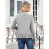 Women's Tie Front Cardigan with Ruffled Hem Lapel Neck Long Sleeve Knit Sweater - 4 of 4