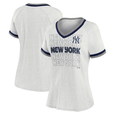 Mlb New York Yankees Women's Short Sleeve V-neck Fashion T