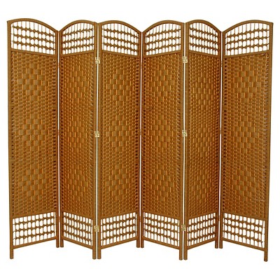 5 1/2 ft. Tall Fiber Weave Room Divider - Light Beige (6 Panel)