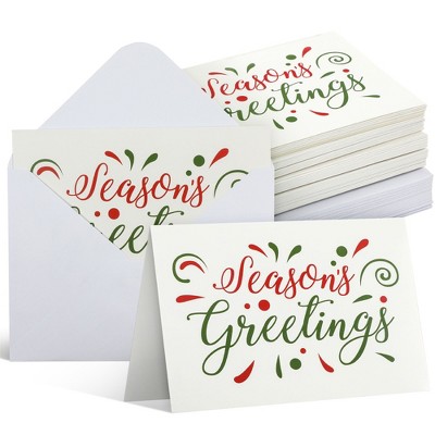Sustainable Greetings 48 Pack Season's Greeting Winter Holiday Cards with Envelopes for Christmas, Blank Inside, Bulk (4.5 x 6.2 In)