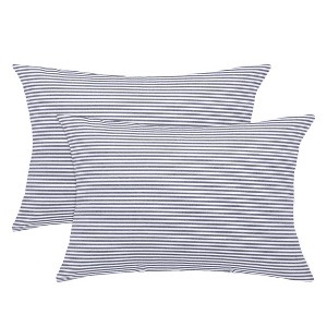PiccoCasa Woven Striped Lumbar Throw Decors Rectangle Pillow Case 2 Packs - 1 of 4