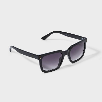 Women's Shiny Plastic Rectangle Sunglasses with Gradient Lenses - Universal Thread Black: UV Protection, Scratch-Resistant - image 2