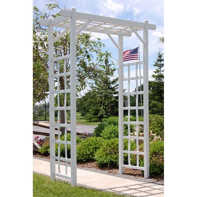White Vinyl Garden Arbor with Lattice Sides