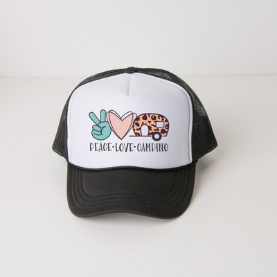 Simply Sage Market Peace Love Camping Adult Foam Trucker Hat