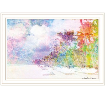 HomeRoots Rainbow Colors on the Coast White Framed Print Wall Art