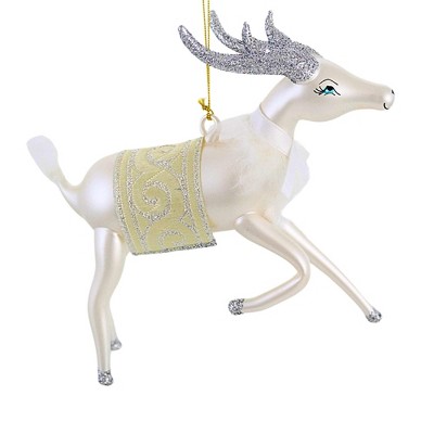 Italian Ornaments 5.5 Inch Silverbelle Prancer Elegant Reindeer Tree Ornaments