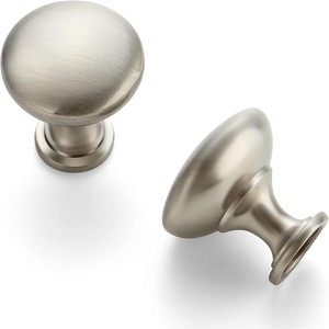 Attop 10 Pack Brushed Nickel Round Zinc Cabinet Knobs for Kitchen Bathroom Closet Dresser Cabinets - 1 of 4