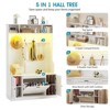 Hall Tree with Shoe Storage Bench, 4 Coat Hooks, LED Lights, 6 Shoe Cubbies, Entryway Coat Rack, White - 3 of 4