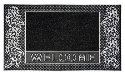 J&V TEXTILES Original Durable Rubber Door Mat, 18x28, Heavy Duty Doormat, Indoor Outdoor, Waterproof, Easy Clean, Low-Profile Mats for Entry, Garage