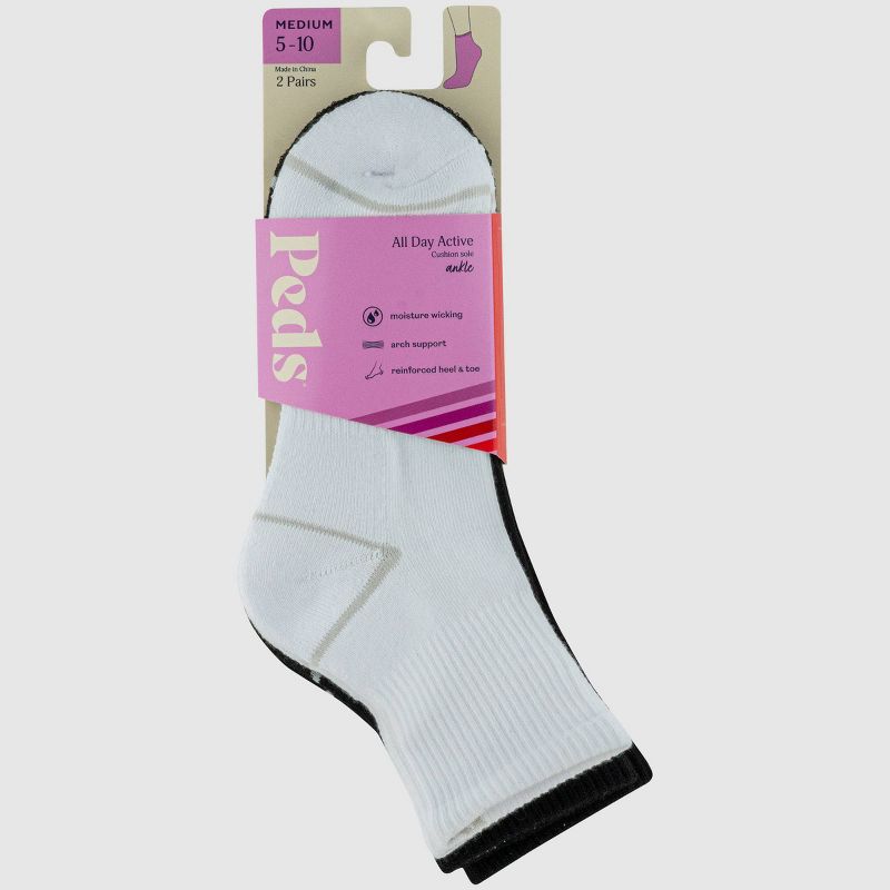 Peds Women&#39;s All Day Active 2pk High Quarter Athletic Socks - Assorted Colors 5-10, 3 of 16