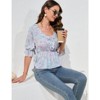 Coolmee Women's Blouse V Neck Half Sleeve Shirts Babydoll Tops Business Casual Lantern Sleeve Tunic Tops purple S - 4 of 4