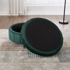PAGED Round Ottoman with Storage & Reversible Lid, Velvet Storage Ottoman with Metal Legs, Channel Tufted Pumpkin-shape Footstool - 3 of 4