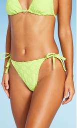 Women's Daisy Textured Cheeky Bikini Bottom - Wild Fable™ Green
