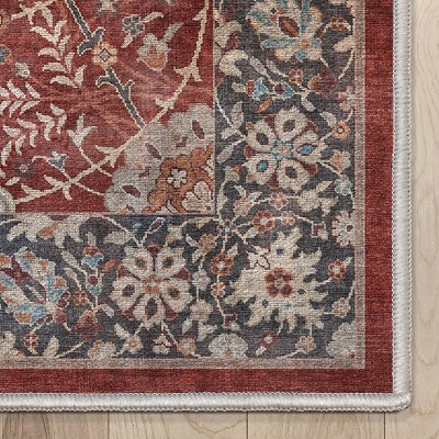 Asha Red and Black Oriental Flat-Weave Cotton Rug, 2' x 3'