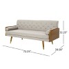 NicBex 72.25 Inch Mid-Century Modern Tufted Sofa with 2 Rolled Accent Pillows for Living Room,Office,Apartment,Beige - 3 of 4