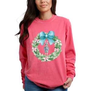 Simply Sage Market Nutcracker Wreath Coquette Garment Dyed Long Sleeve - 1 of 4