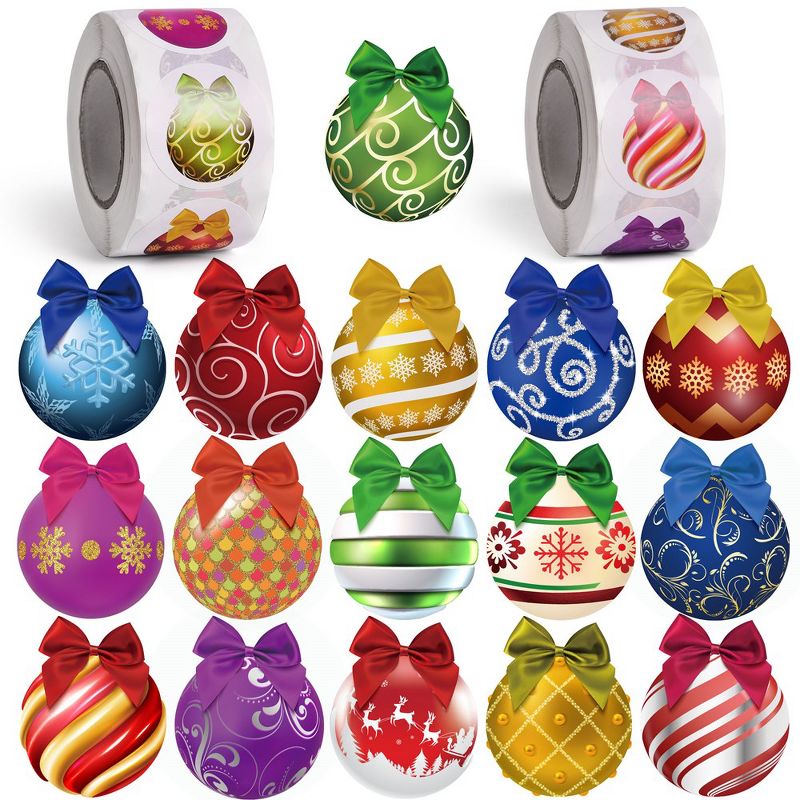 Fun Little Toys 1000PC Ornament Stickers Roll Christmas Ball Stickers, 2 of 8